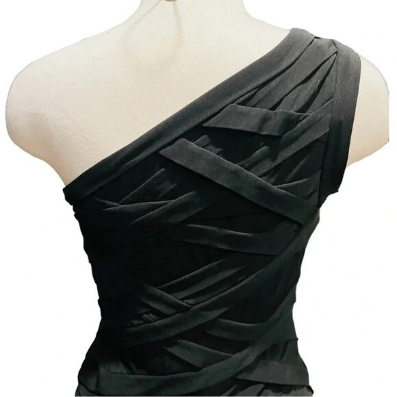 Tadashi Shoji  Black One Shoulder Midi Lenght Dress Size - Picture 7 of 13